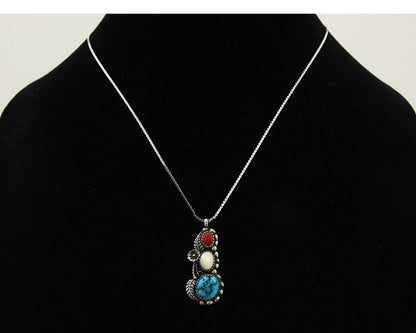 Navajo Necklace 925 Silver Spiderweb Turquoise Artist Signed VK C.80's