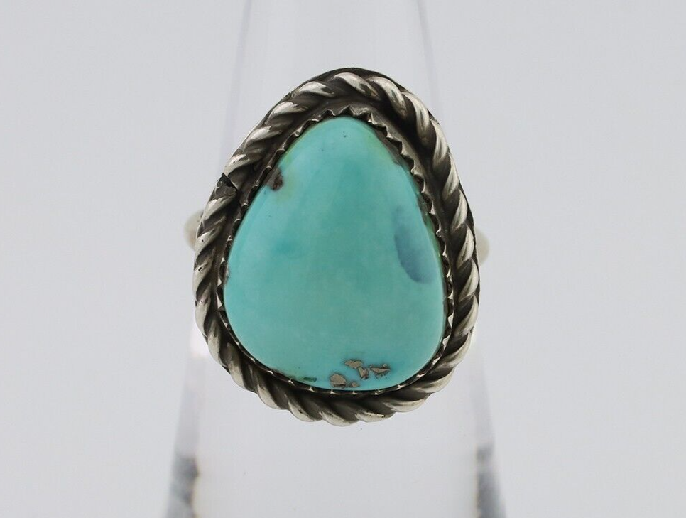 Navajo Ring 925 Silver Natural Turquoise Native American Artist C.80's