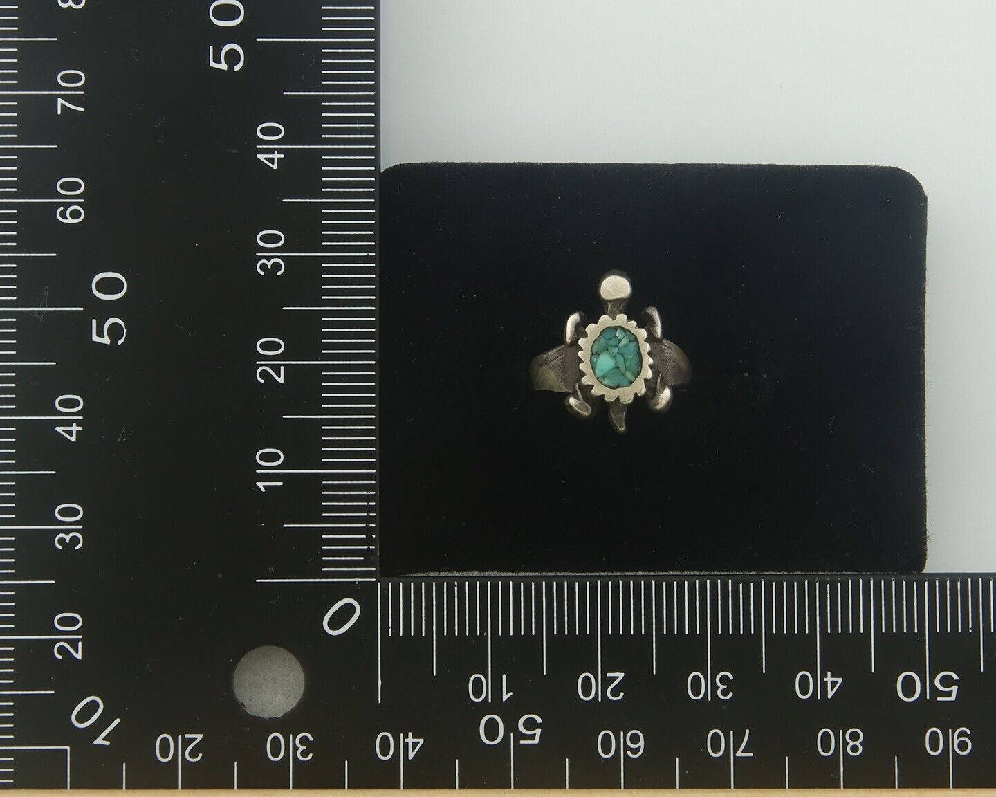 Navajo Toe Ring 925 Silver Inlaid Turtle Turquoise C.80's Size 1.5