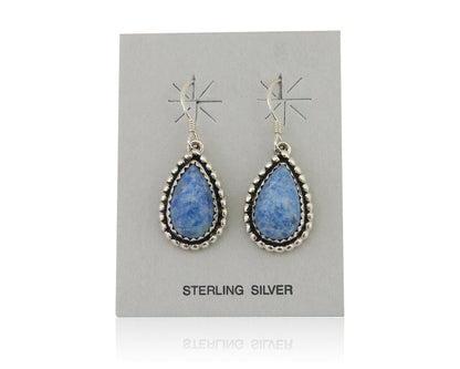 Navajo Earrings 925 Silver Blue Denim Lapis Artist Signed First Eagle C.80's