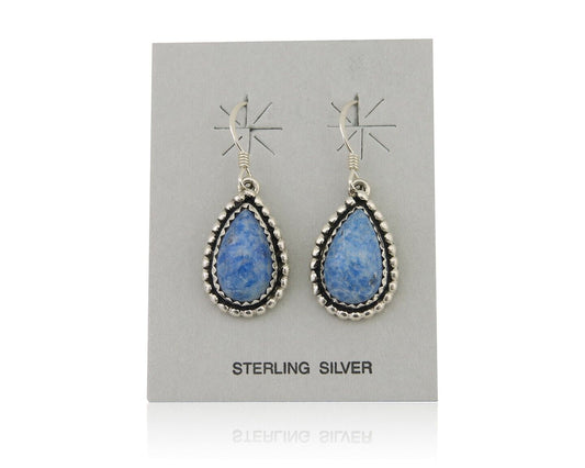 Navajo Earrings 925 Silver Blue Denim Lapis Artist Signed First Eagle C.80's