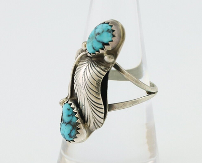 Navajo Handmade Ring 925 Silver Kingman Turquoise Native American Artist C.80's