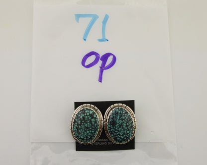 Navajo Earrings 925 Silver Mine 8 Turquoise Native American Artist C.80's