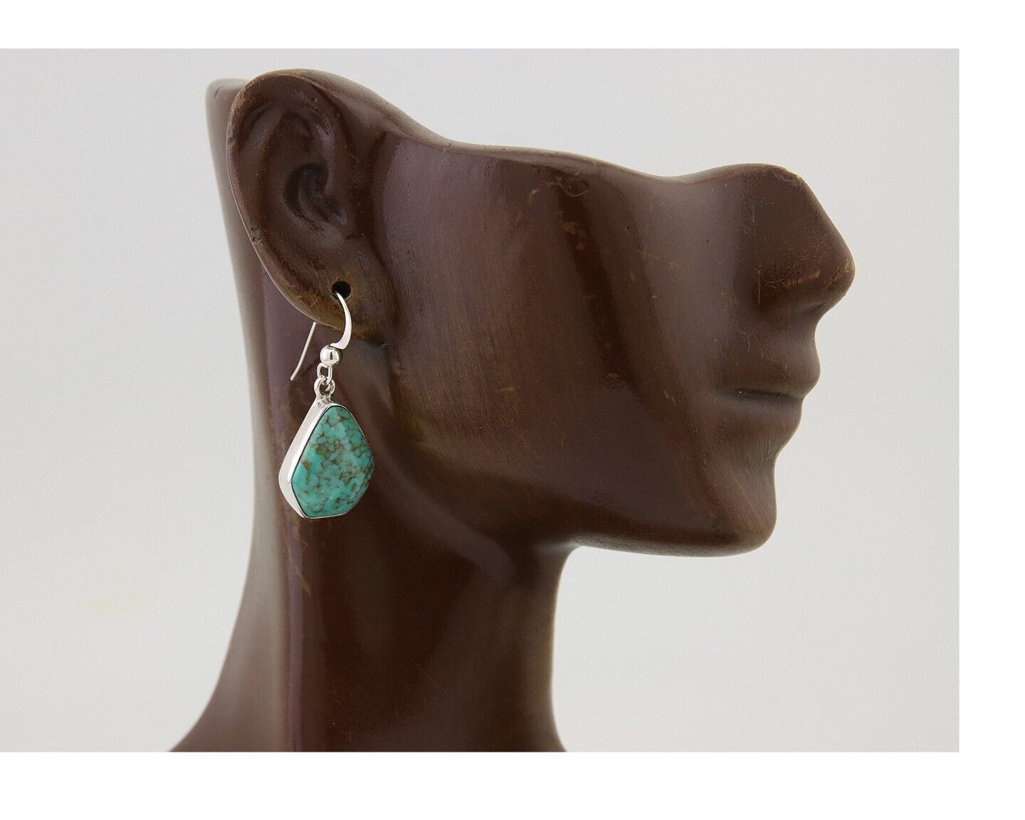Navajo Dangle Earrings 925 Silver Natural Turquoise Artist Signed Montoya C.80's