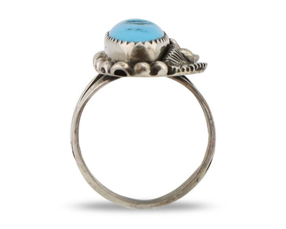Navajo Ring 925 Silver Sleeping Beauty Turquoise Signed SC C.80's