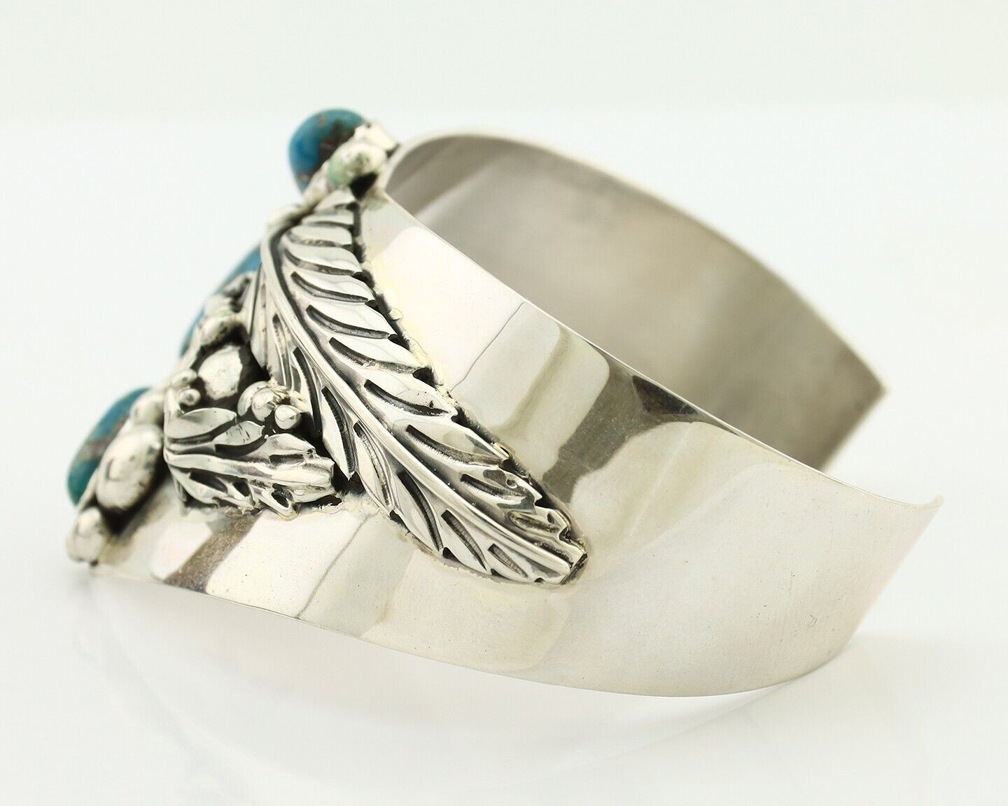 Navajo Bracelet 925 Silver Natural Blue Turquoise Signed David Zachary C.80's