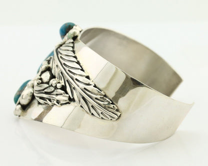 Navajo Bracelet 925 Silver Natural Blue Turquoise Signed David Zachary C.80's