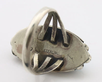 Navajo Ring .925 Silver Sleeping Beauty Turquoise Signed SkyStone Creations C80s