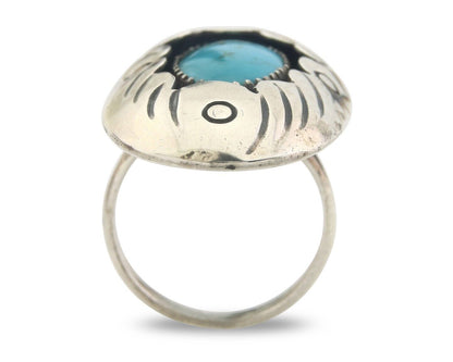 Navajo Ring 925 Sterling Turquoise Handmade Native Artist C.80's Size 6.75