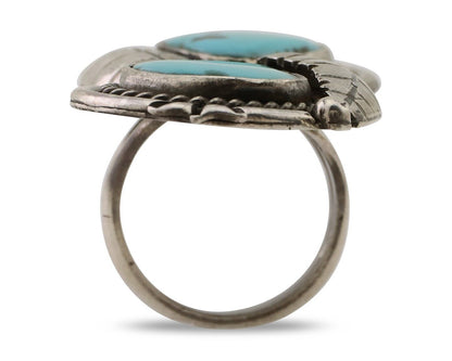 Navajo Handmade Ring 925 Silver Natural Tuquoise Native American Artist C.80's