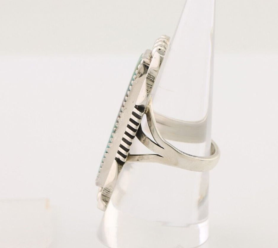 Navajo Hamdmade Ring 925 Silver Kingman Turquoise Artist Signed B C.80's