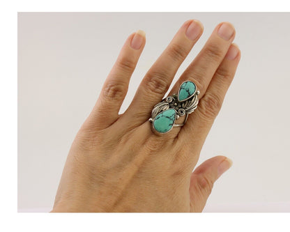 Navajo Handmade Ring 925 Silver Natural Tuquoise Artist Signed R E C.80's
