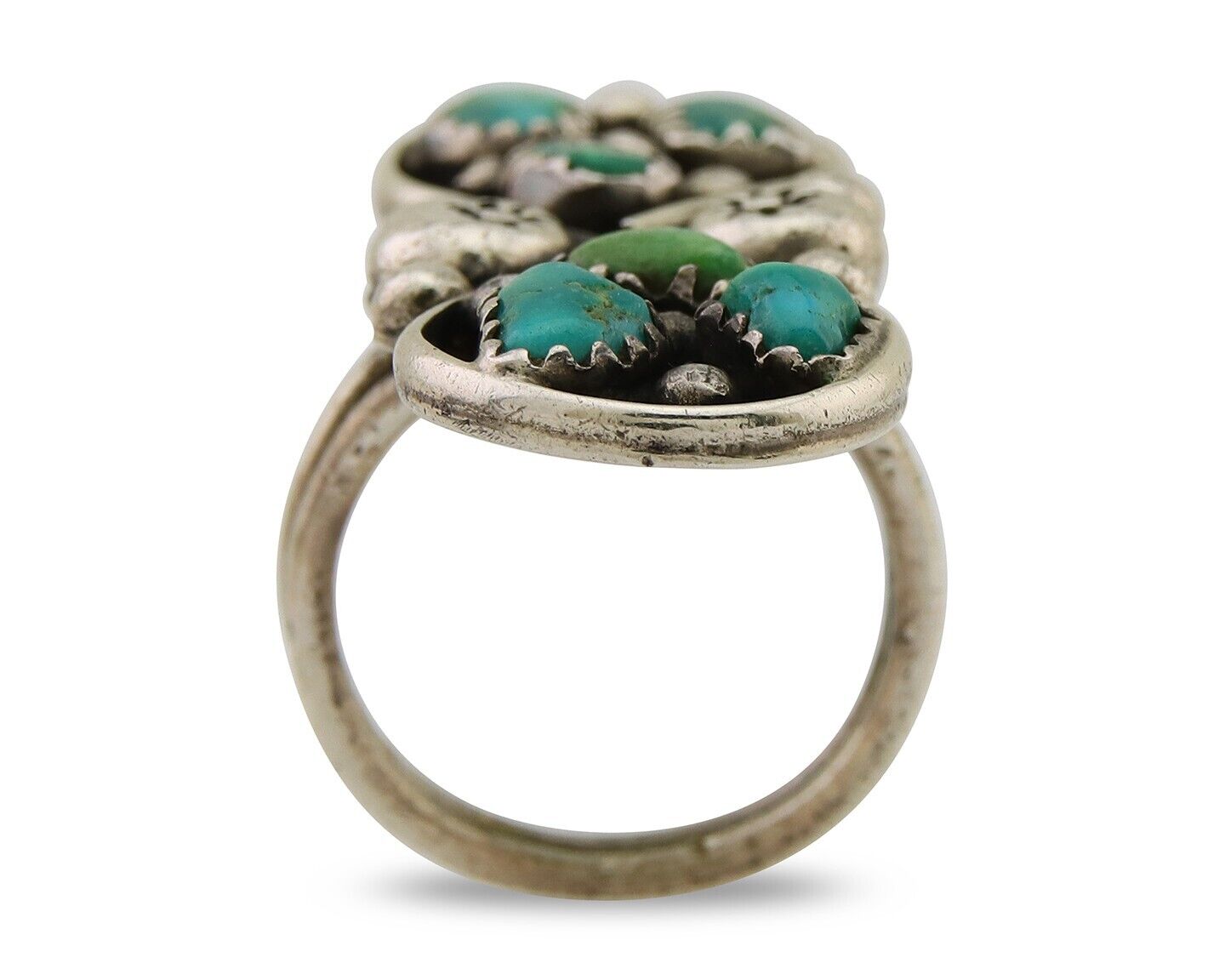 Navajo Ring 925 Sterling Silver Blue Turquoise Native American Artist C.80's