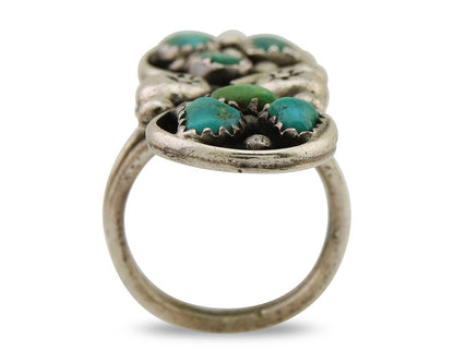 Navajo Ring 925 Sterling Silver Blue Turquoise Native American Artist C.80's
