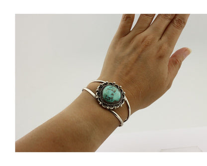 Navajo Bracelet 925 Silver Kingman Turquoise Native American Artist C.80's