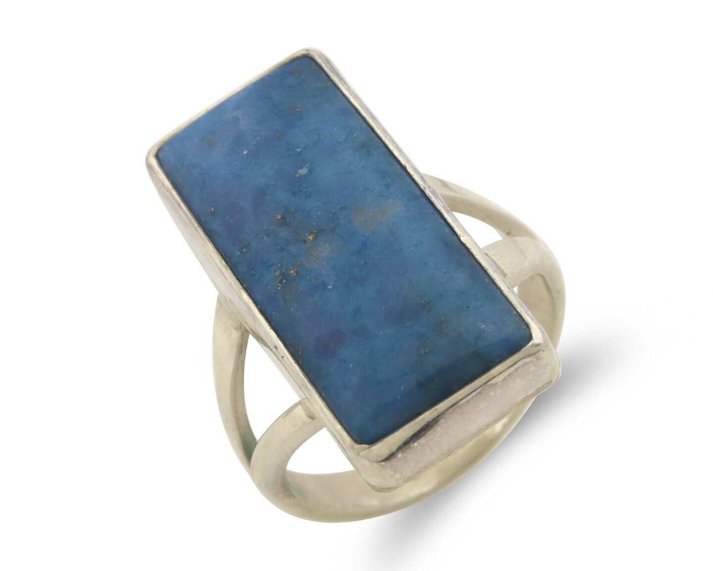 Navajo Ring 925 Sterling Lapis Handmade Native Artist C.80's Size 6.25