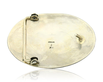 Navajo Belt Buckle 925 Sterling Silver Artist Signed Gene Gibson 2x3 in C.80's