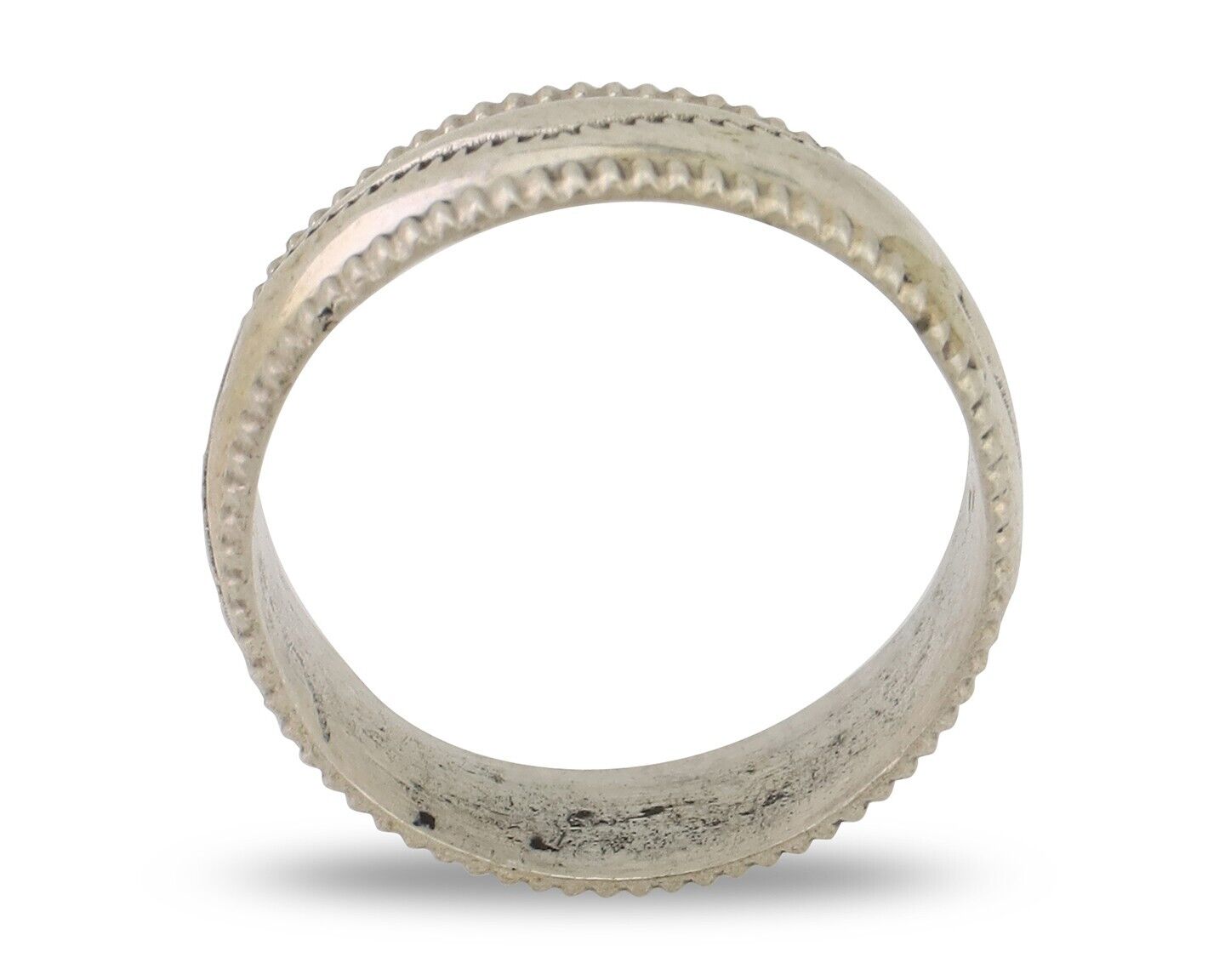 Navajo Hand Stamped Band 925 Silver 6.0 mm Native Artist Size 5.5 C.80's