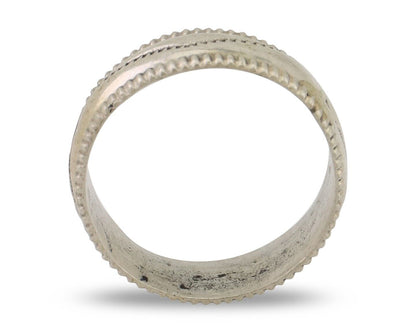 Navajo Hand Stamped Band 925 Silver 6.0 mm Native Artist Size 5.5 C.80's