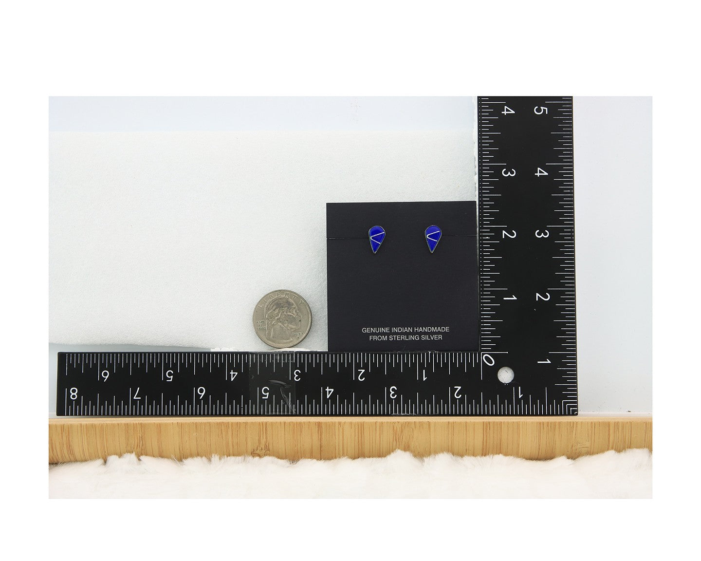 Navajo Earrings Sterling Silver Inlaid Natural Lapis Vintage Handmade