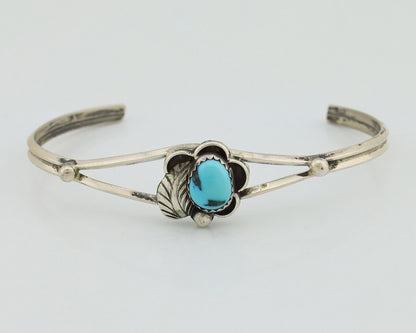 Navajo Bracelet 925 Silver Sleeping Beauty Turquoise Native American Artist C80s