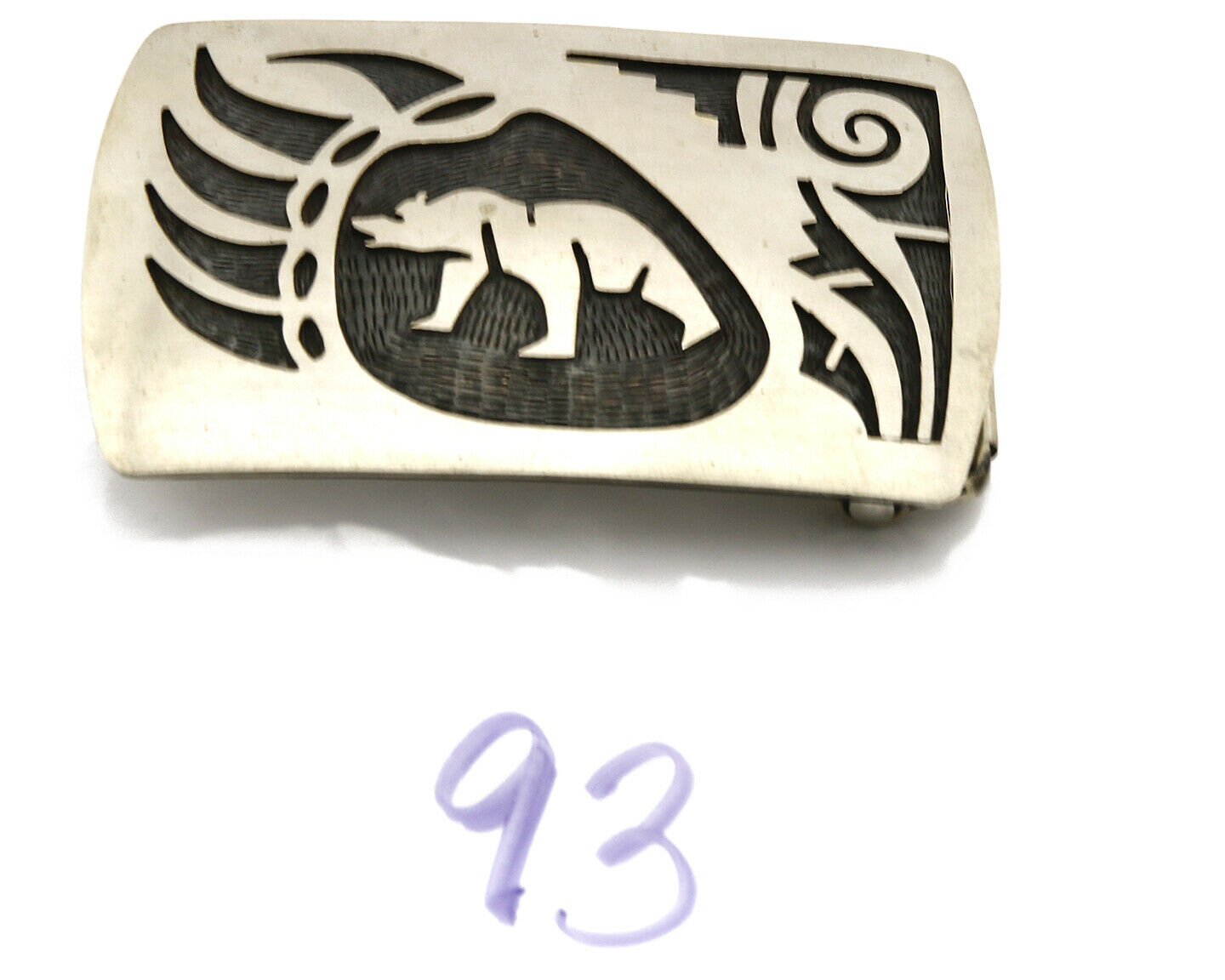 Navajo Belt Buckle .925 SOLID Sterling Silver Handmade Overlay Circa 1980's