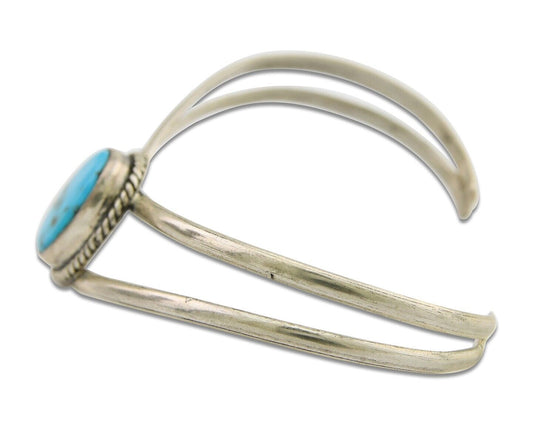 Navajo Bracelet 925 Silver Cuff Turquoise Handmade Artist Signed MC C.80's