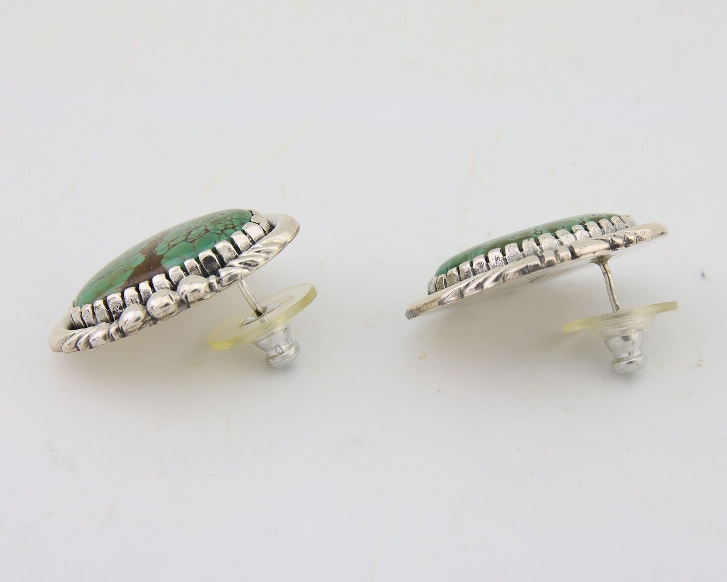 Navajo Earrings 925 Natural Royston Turquoise Native American Artist C.80's