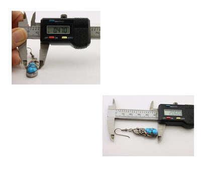 Navajo Handmade Earrings 925 Silver Natural Turquoise Native Artist C.80's