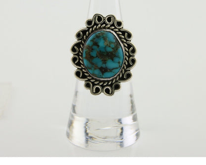 Navajo Ring 925 Silver Blue Turquoise Native Artist Siged W C.80's