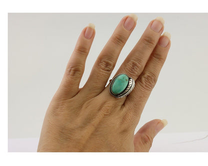 Navajo Handmade Ring 925 Silver Natural Turquoise Artist Signed IJC C.80's
