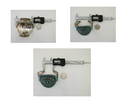 Men Navajo Bracelet 925 Silver Natural Blue Turquoise Signed Benson Yazzie C80s