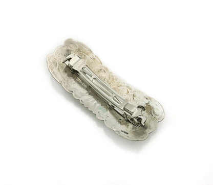 Navajo Barrette Sterling Silver Natural Spiney Oyster Vintage Hand Stamped 3.75