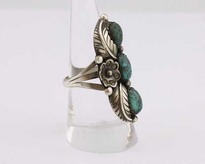 Navajo Ring 925 Silver Blue Diamond Turquoise Native American Artist C.80's