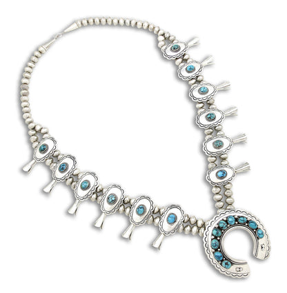 Navajo Signed PM OLD Pawn Museum Quality .925 Sterling Silver Squash Necklace