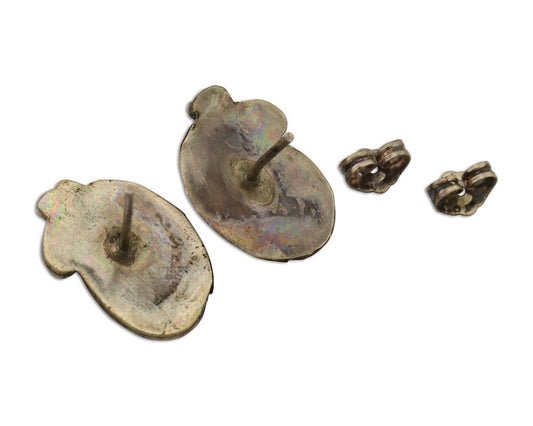 Navajo Earrings 925 Silver Natural Turquoise Native American Artist C.80's