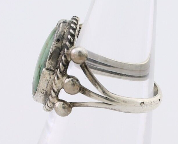 Navajo Ring 925 Silver Natural Green Turquoise Native American Artist C.80's