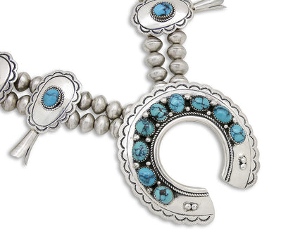 Navajo Signed PM OLD Pawn Museum Quality .925 Sterling Silver Squash Necklace