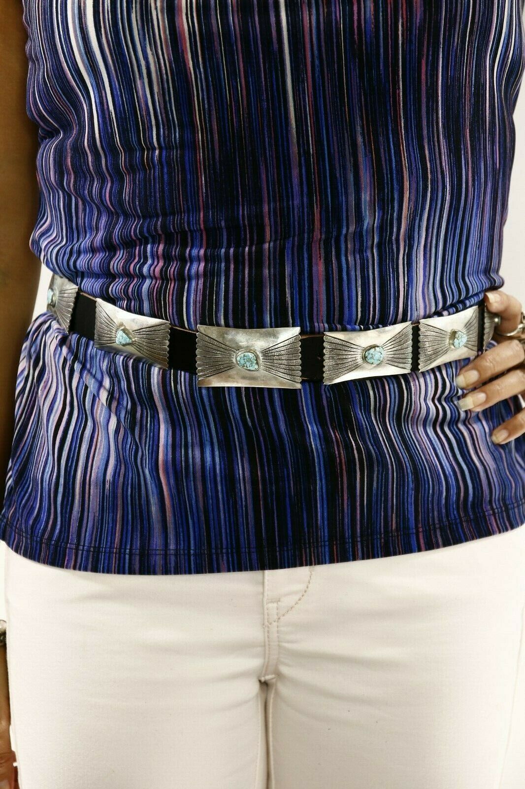 Navajo Concho Belt .925 Silver Mine #8 Turquoise Tobe Turpen Vault Collection