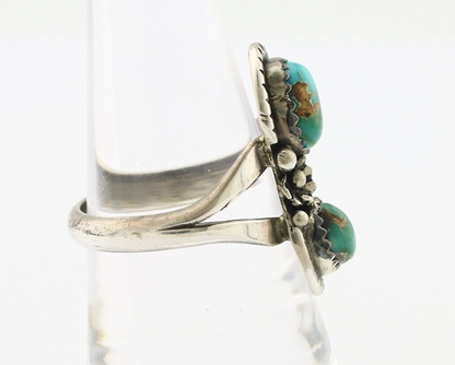 Navajo Ring 925 Silver Natural AAA Blue Turquoise Artist Signed Tom Willeto C80s