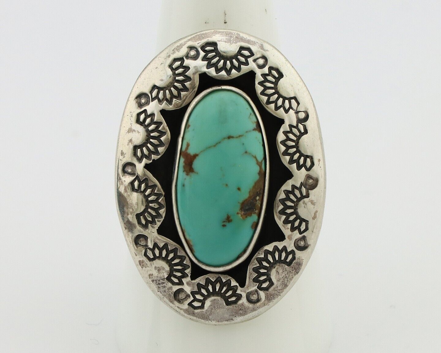 Navajo Ring 925 Silver Natural Blue Turquoise Signed M Montoya C.80's
