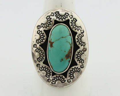 Navajo Ring 925 Silver Natural Blue Turquoise Signed M Montoya C.80's