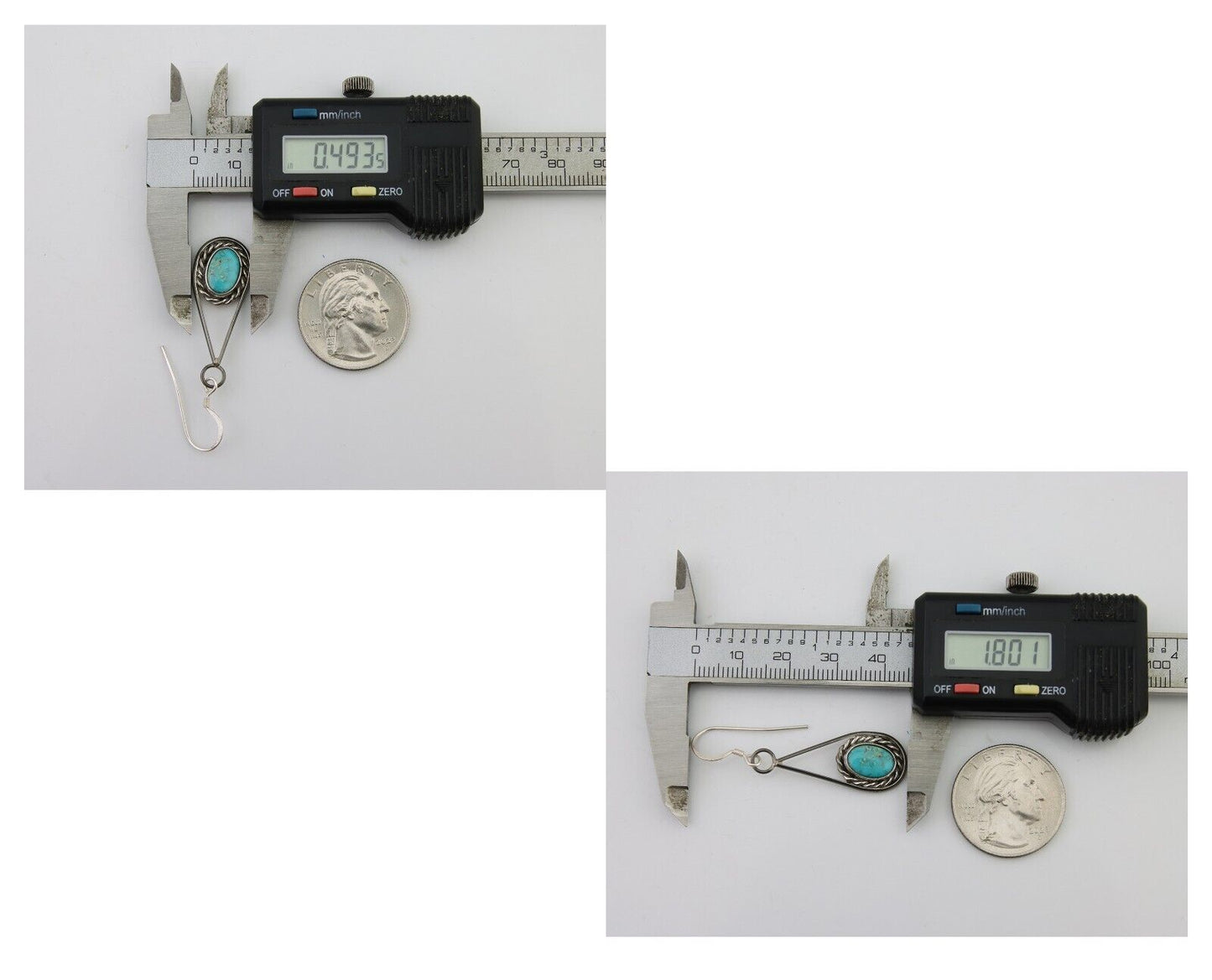 Navajo Dangle Earrings 925 Silver Natural Turquoise Native American Artist C.80s