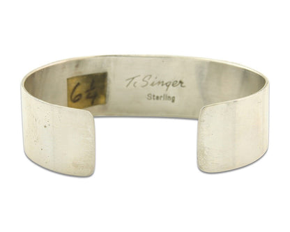 Navajo Bracelet Gold & 925 Silver Handmade 19 mm Wide Signed Thomas Singer C80s