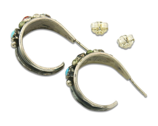Navajo Earrings 925 Silver Natural Gemstone Native American Artist C.80's