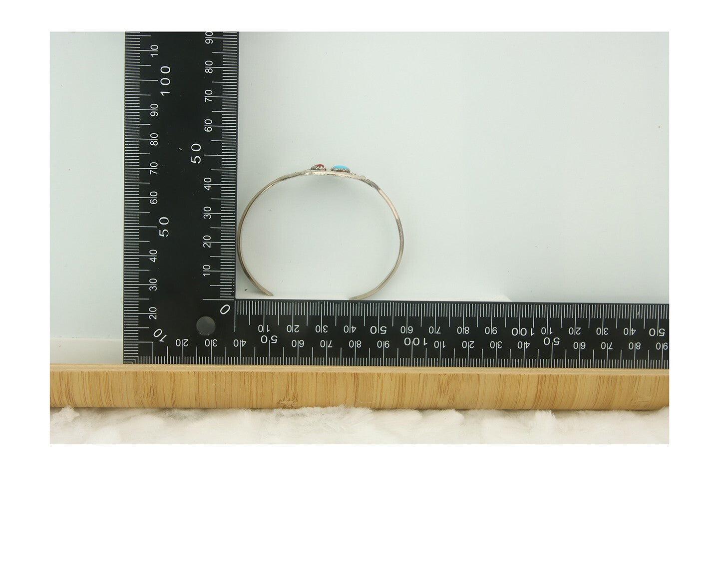 Navajo Bracelet 925 Silver Coral & Turquoise Cuff Signed Running Bear C.80's