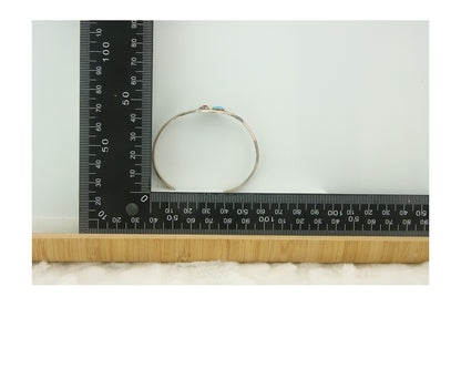 Navajo Bracelet 925 Silver Coral & Turquoise Cuff Signed Running Bear C.80's