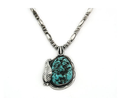 Navajo Necklace 925 Sterling Silver Natural Turquoise Vintage Signed Wes Craig