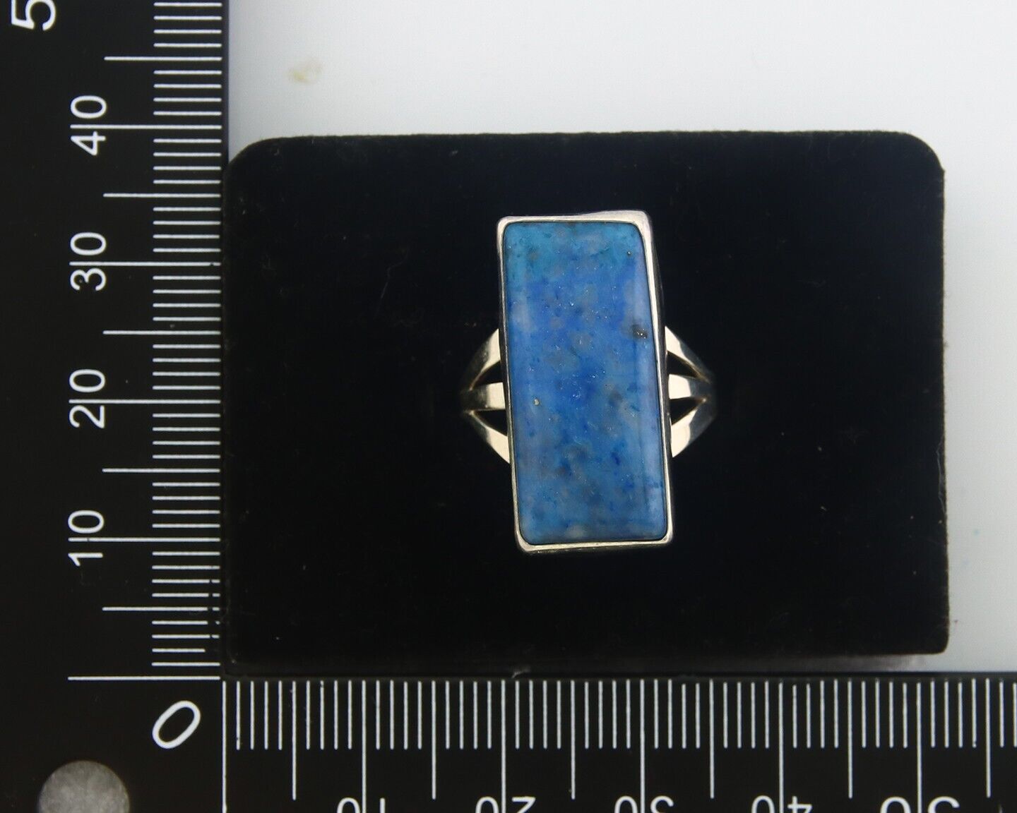 Navajo Ring 925 Sterling Lapis Handmade Native Artist C.80's Size 6.0