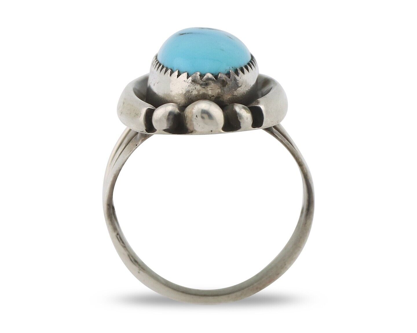 Navajo Ring .925 Silver Sleeping Beauty Turquoise Signed SkyStone Creations C80s